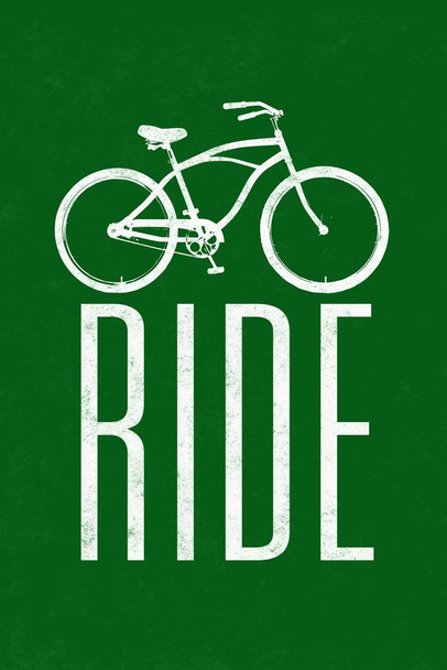 Laminated Ride Retro Bicycle Green bike bicycles cycling bicycling cycle cyclist fixie bikes bmx gear seat tricycle wheel peddle transportation adventure search discover Poster Dry Erase Sign 24x36