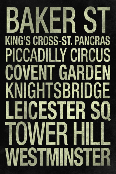 Laminated subway london black London Black Poster Dry Erase Sign 24x36