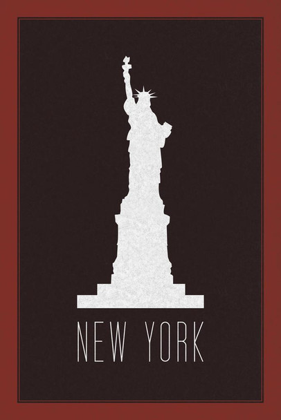 Laminated New York City Statue of Liberty Maroon Art Print Poster Dry Erase Sign 24x36