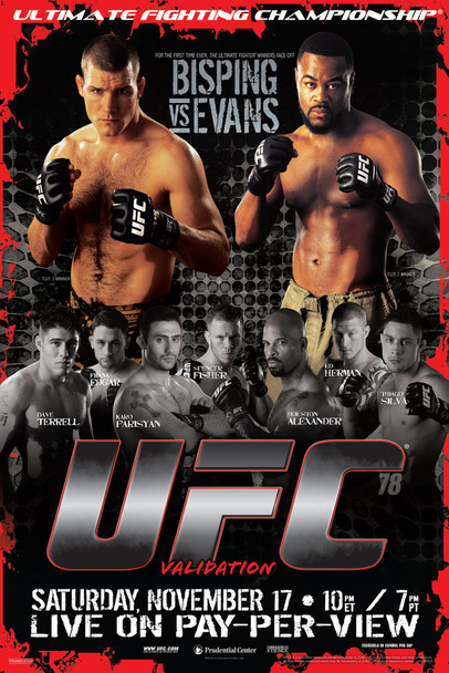Official UFC 78 Michael Bisping vs Rashad Evans Sports Cool Wall Decor Art Print Poster 12x18