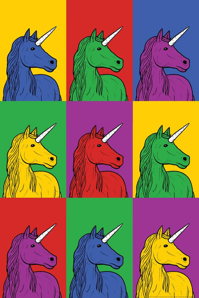 Laminated Unicorn Pop Art Poster Dry Erase Wall Art 24x36