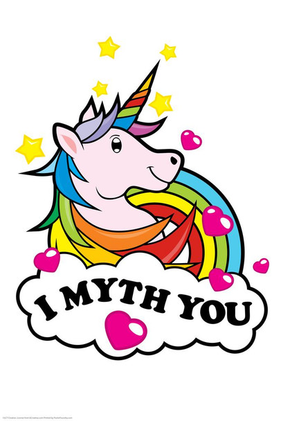 Laminated I Myth You Unicorn Funny Poster Dry Erase Sign 24x36