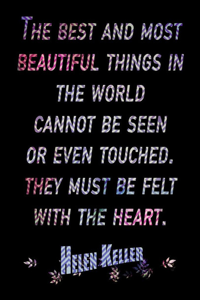 Laminated Helen Keller Felt With The Heart Famous Motivational Inspirational Quote Poster Dry Erase Sign 24x36