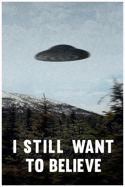 Laminated I Still Want To Believe UFO Flying Saucer Aliens TV Show Poster Dry Erase Wall Art 24x36