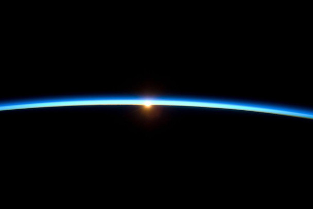 Laminated Thin Blue Line Earths Atmosphere And The Setting Sun Outer Space Photograph Poster Dry Erase Sign 24x36