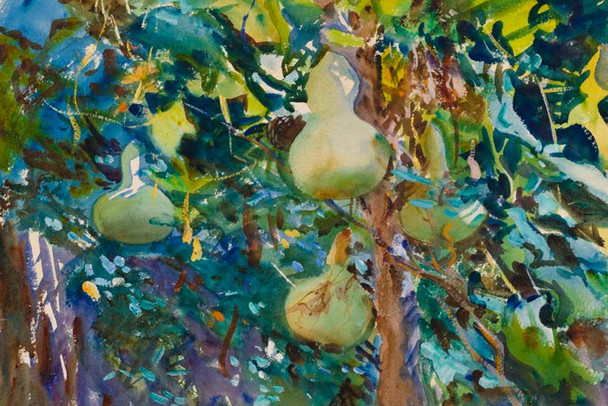 Laminated John Singer Sargent Gourds Fruit Impressionism Painting Sargent Artwork Nature Landscape Wall Decor Watercolor Painting French Artist Decorative Wall Art Poster Dry Erase Wall Art 36x24