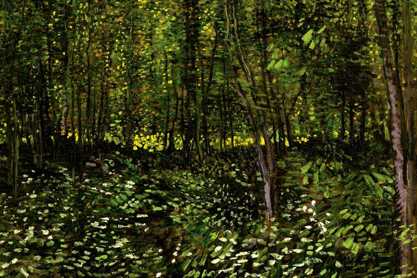 Laminated Vincent Van Gogh Trees and Undergrowth Forest Van Gogh Wall Art Impressionist Painting Style Nature Forest Wall Decor Landscape Night Poster Trail Decor Fine Art Poster Dry Erase Sign 36x24