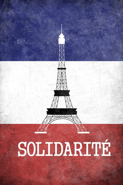Laminated Solidarite For Paris Art Print Poster Dry Erase Sign 24x36