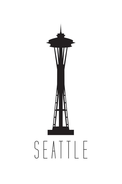 Laminated Cities Seattle Space Needle White Poster Dry Erase Sign 24x36