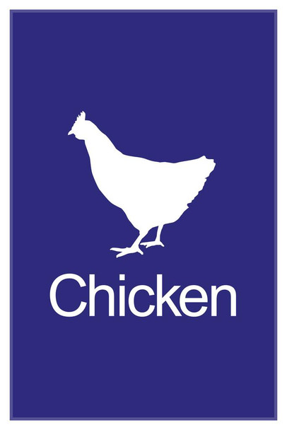 Laminated Farm Animal Chicken Silhouette Classroom Learning Aids Barnyard Farming Farm Blue Poster Dry Erase Sign 24x36
