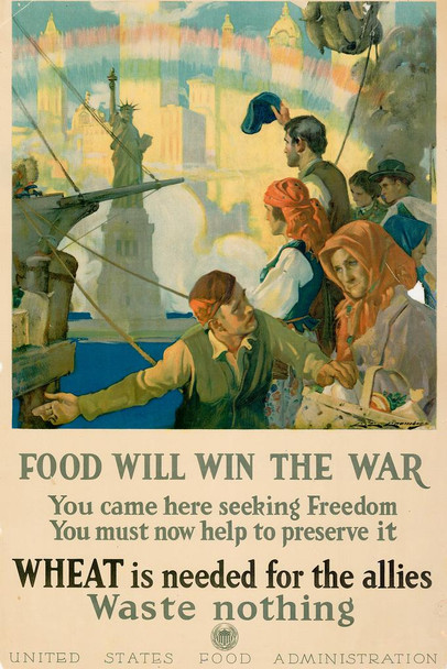 Laminated WPA War Propaganda Food Will Win The War Wheat is Needed For The Allies Poster Dry Erase Sign 24x36