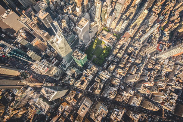 Laminated Bryant Park Midtown Manhattan Buildings Skyline Aerial Photo Poster Dry Erase Sign 36x24