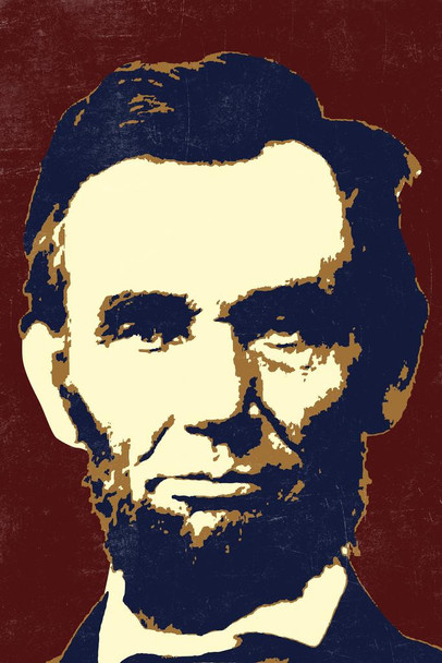Laminated Pop Art Abraham Lincoln Maroon Poster Dry Erase Sign 24x36