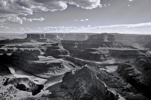 Laminated Dead Horse Point Overlook Black And White Photo Poster Dry Erase Wall Art 36x24