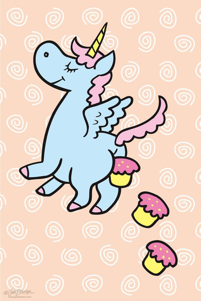 Laminated Jim Benton Unicorn Pooping Cupcakes Funny Poster Dry Erase Sign 24x36