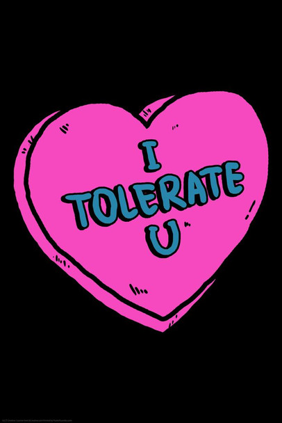 Laminated I Tolerate U Love Heart Funny Poster Dry Erase Wall Art 24x36