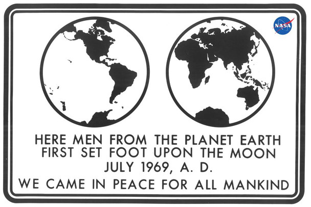 Laminated NASA Approved Apollo 11 Moon Landing Plaque Meatball Logo Poster Dry Erase Sign 24x36