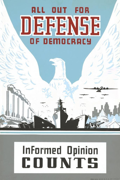 Laminated Defense of Democracy Informed Opinion Counts Retro Vintage WPA Art Project Poster Dry Erase Wall Art 24x36