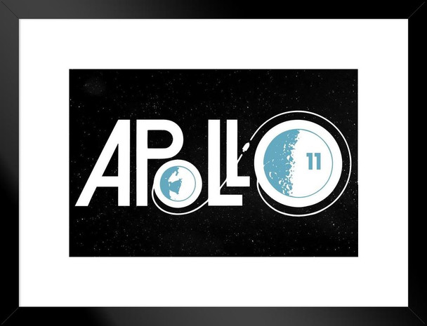 Apollo 11 Retro Logo NASA Cool Wall Decor Matted Framed Wall Decor Art Print 20x26