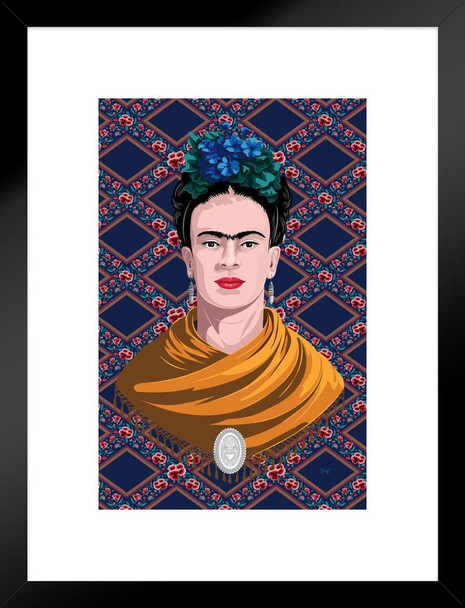 Frida Kahlo Flower Lattice Feminist Cool Wall Decor Matted Framed Wall Decor Art Print 20x26