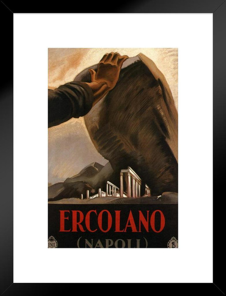 Napoli Ercolano Naples Italy Historic Ruins Vintage Travel Cool Wall Decor Matted Framed Wall Decor Art Print 20x26