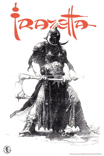 Laminated Frank Frazetta Death Dealer Sketch Horror Science Fiction Fantasy Artwork Black and White Sketchbook Original Retro Vintage Viking Warrior Poster Dry Erase Sign 24x36