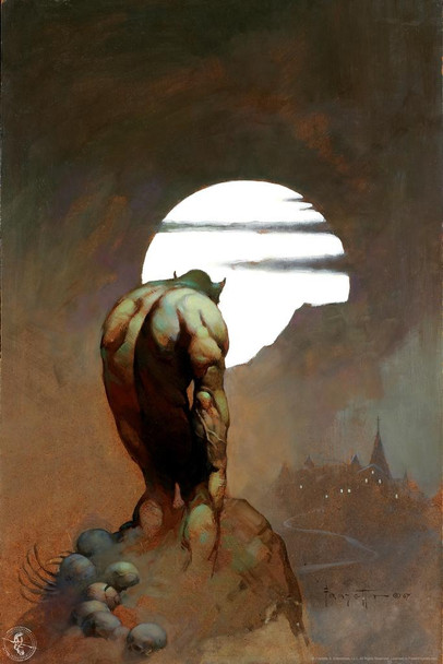 Nightstalker by Frank Frazetta Wall Art Gothic Fantasy Decor Frank Frazetta Artwork Scary Art Prints Horror Battle Posters Frazetta Illustration Nude Monster Thick Paper Sign Print Picture 8x12