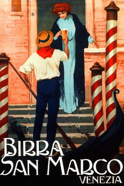 Laminated Italy Birra San Marco Venezia Venice Visit Gondola Canal Abruzzo Poster Dry Erase Sign 24x36