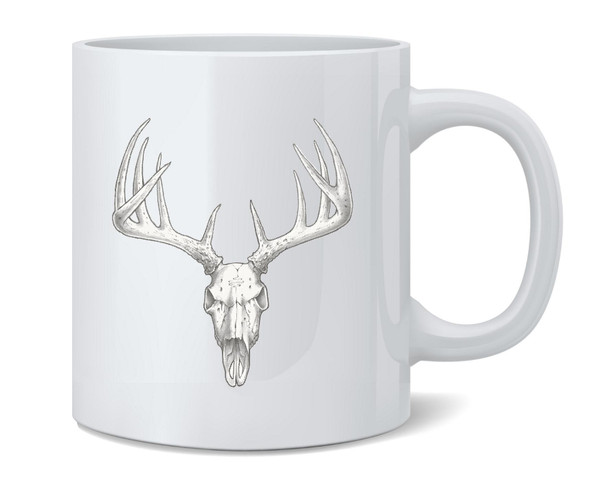 Deer Skull Retro Vintage Western Hunting Hunter Ceramic Coffee Mug Tea Cup Fun Novelty Gift 12 oz