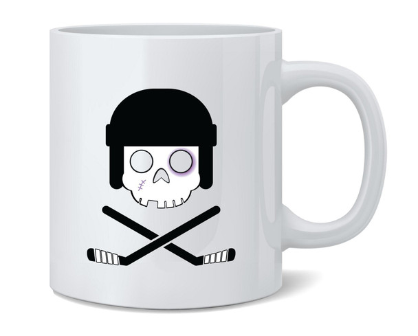 Hockey Skull and Crossed Sticks Sports Coffee Mug 12oz