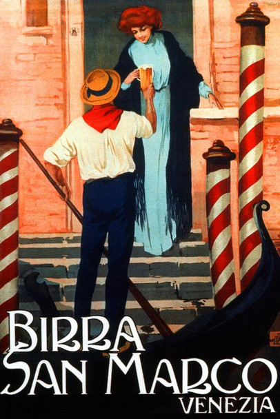Italy Birra San Marco Venezia Venice Visit Gondola Canal Abruzzo Cool Wall Decor Art Print Poster 24x36