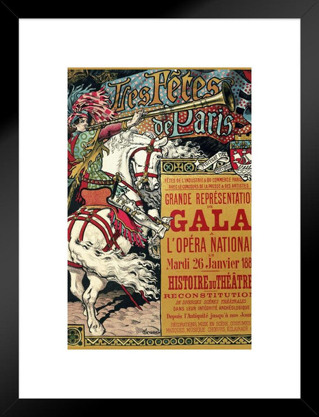 Tres Fetes de Paris Gala Opera National Music Theater 1886 Vintage Cool Wall Decor Matted Framed Wall Decor Art Print 20x26