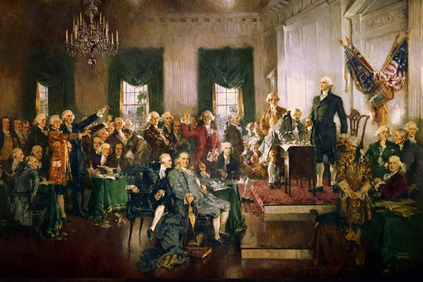 Signing Of The Constitution Howard Chandler Christy Historic Scene Painting USA America Founding Liberty Independence American Document Motivational Thick Paper Sign Print Picture 12x8
