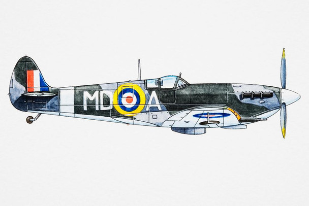 Royal Air Force RAF Supermarine Spitfire WWII Airplane Fighter Jet Thick Paper Sign Print Picture 12x8