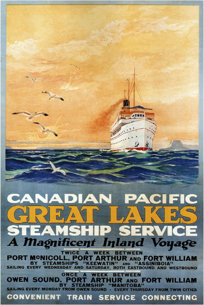 Canadian Pacific Great Lakes Steamship Service Cruise Ship Vintage Travel Thick Paper Sign Print Picture 8x12