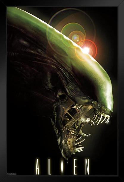 Alien Movie 1979 Horror Science Fiction Classic Retro Xenomorph Profile Cool Wall Decor Art Print Black Wood Framed Poster 12x18
