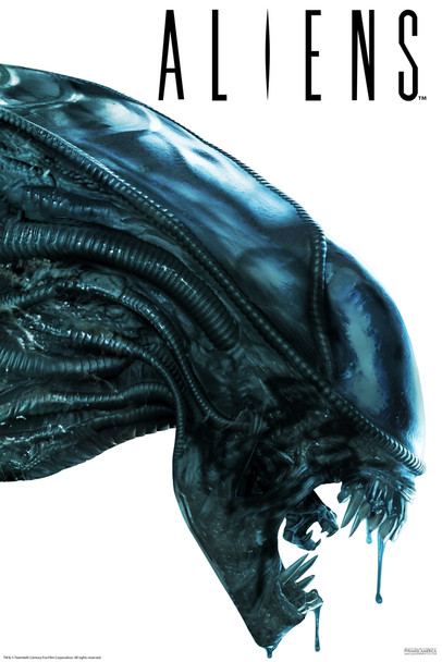 Aliens Movie Xenomorph Head Silhouette Art Scary Horror Science Fiction Classic Retro Cool Wall Decor Art Print Poster 12x18