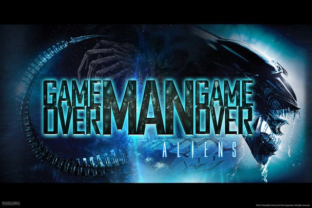 Aliens Movie Game Over Man Xenomorph Art Scary Horror Science Fiction Classic Retro Cool Wall Decor Art Print Poster 12x18