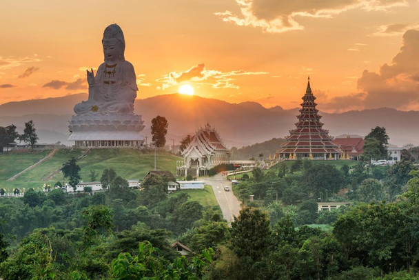 Wat Huai Pla Kung Temple at Sunset Chiang Rai Thailand Asia Photo Photograph Thick Paper Sign Print Picture 12x8