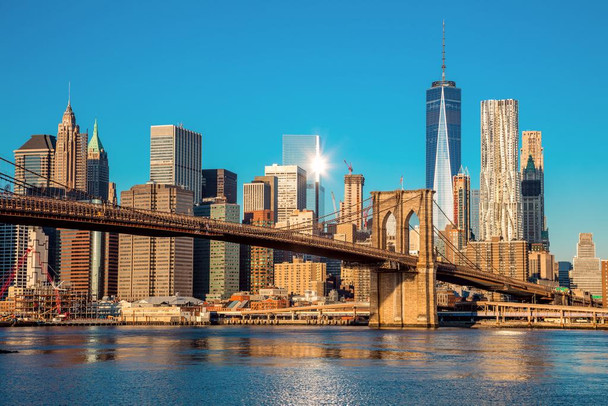 Brooklyn Bridge Manhattan New York City Skyline Photo Thick Paper Sign Print Picture 12x8