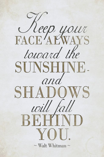 Walt Whitman Keep Your Face Always Toward the Sunshine II White Thick Paper Sign Print Picture 8x12