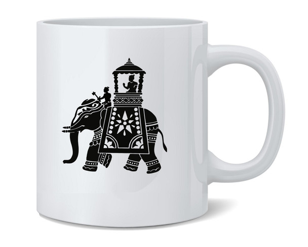 Elephant Riders Silhouette Indian Art Coffee Mug 12oz