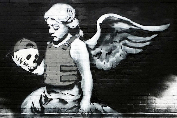 Banksy Ozones Angel Graffiti Banksy Canvas Print Bansky Modern Art Grafitti Canvas Wall Art Street Art Prints Graffiti Art For Wall Art Canvas Retro Pop Art Thick Paper Sign Print Picture 12x8