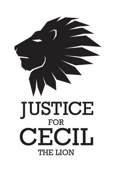 Justice For Cecil The Lion King Jungle Preserve Wildlife Nature Conservation White Thick Paper Sign Print Picture 8x12