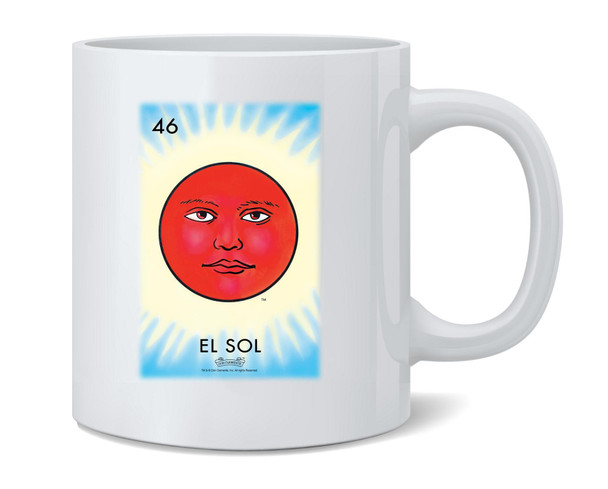 El Sol Sun Loteria Card Mexican Bingo Ceramic Coffee Mug Tea Cup Fun Novelty Gift 12 oz