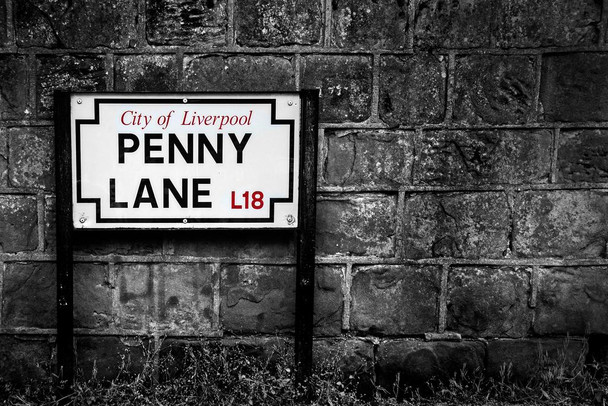 Penny Lane City of Liverpool England Street Sign Photo Photograph Thick Paper Sign Print Picture 12x8
