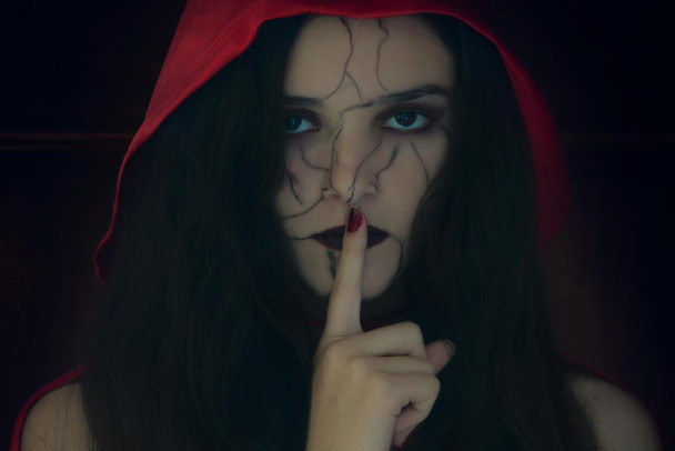 Girl with Finger on Lips Gothic Style Fantasy Photo Photograph Thick Paper Sign Print Picture 12x8