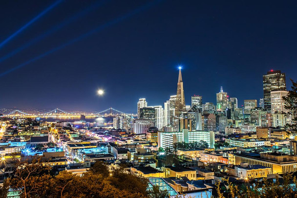 Super Moon over San Francisco California Photo Photograph Thick Paper Sign Print Picture 12x8