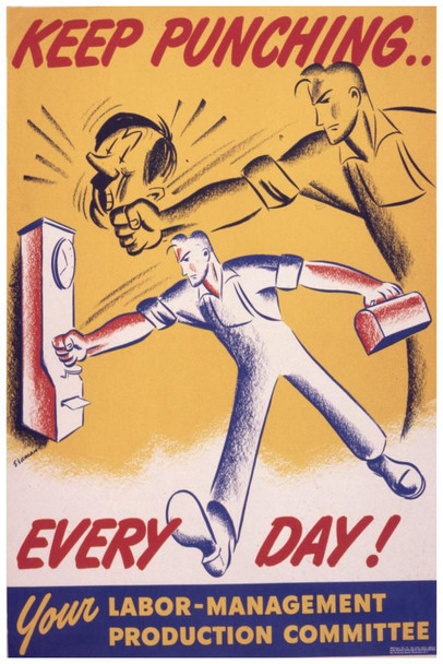 Keep Punching Every Day World War II Propaganda Thick Paper Sign Print Picture 8x12