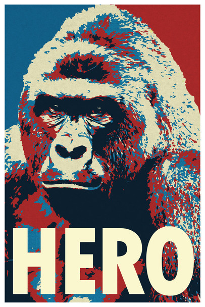 Harambe Pop Art Hero Gorilla Portrait Cool Wall Art Print Poster 12x18